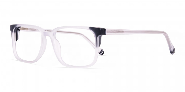 thick transparent and black rectangular glasses frames