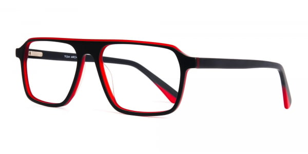 Black and Red Rectangular Full Rim Glasses frames