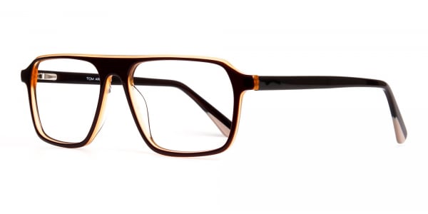 Brown and Black Rectangular Full Rim Glasses frames