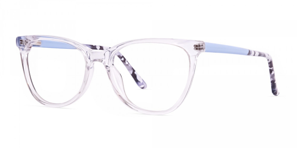 transparent light blue cat eye glasses frames