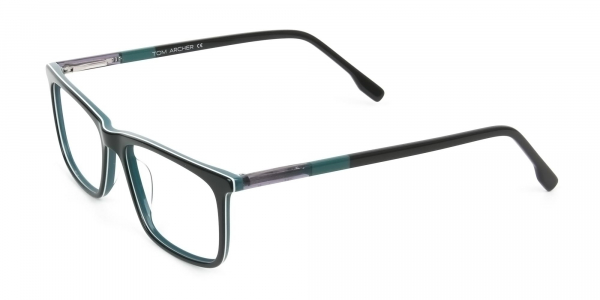 Black and Teal Spectacles in Rectangular - 1
