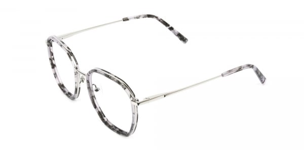 Octagon Glasses in Grey Lilac Tortoise with Silver Temple  