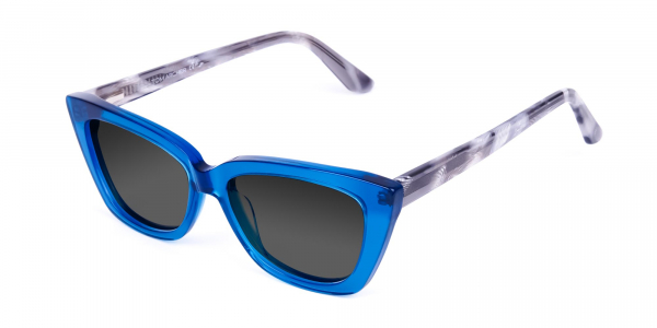 Blue Cat Eye Sunglasses with Grey Tint