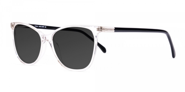 transparent and clear cat eye grey tinted sunglasses frames