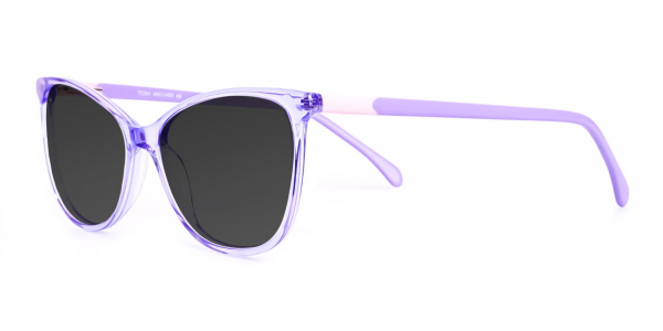 crystal pastel purple cat eye dark grey tinted sunglasses frames