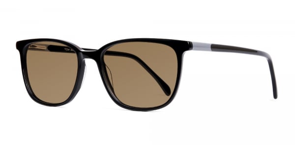 black wayfarer rectangular dark brown tinted sunglasses frames