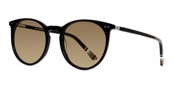 black round designer brown tinted sunglasses frames