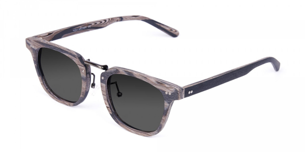 Wooden Grey Frame and Tint Chunky Square Sunglasses