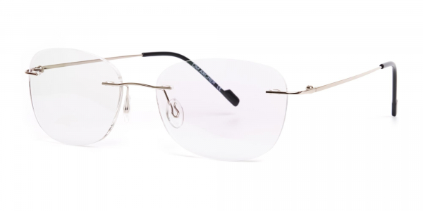 silver wayfarer rimless glasses frames