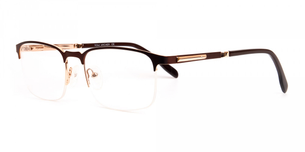 dark brown rectangular half rim glasses frames