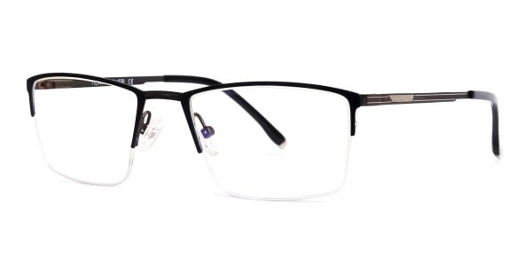 navy blue half rim rectangular glasses frames