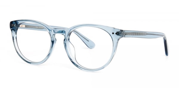 transparent blue round full rim glasses frames