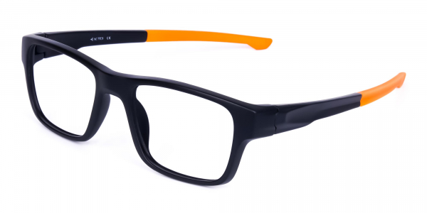 Orange and Black Rectangular Rim Cycling Glasses