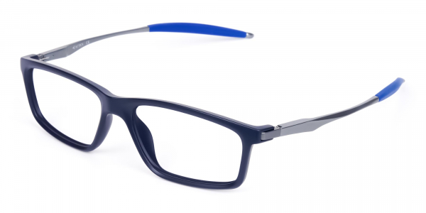 Rectangle Shape Blue Sports Glasses
