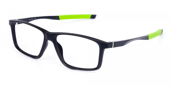Black Green Rectangular Rimmed Glasses