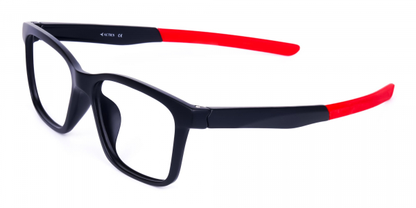 Red & Black Rectangular Rim Goggles For Biking