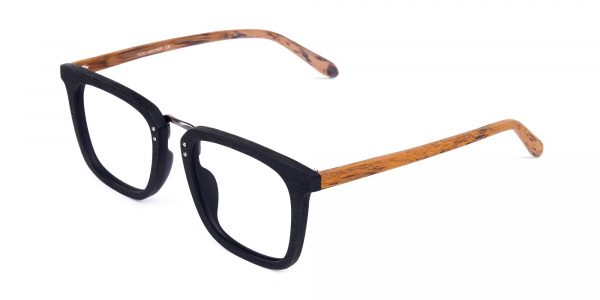 Black and Brown Full Rim Wooden Glasses