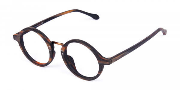 Tortoise Round Full Rim Wooden Glasses 