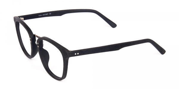 Texture Black Square Wood Rim Glasses