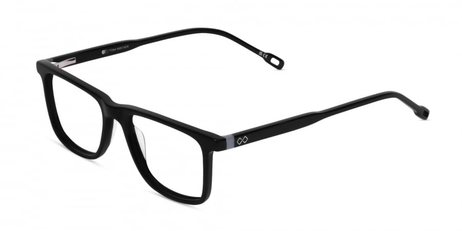 Black Rectangular Acetate Eyeglasses