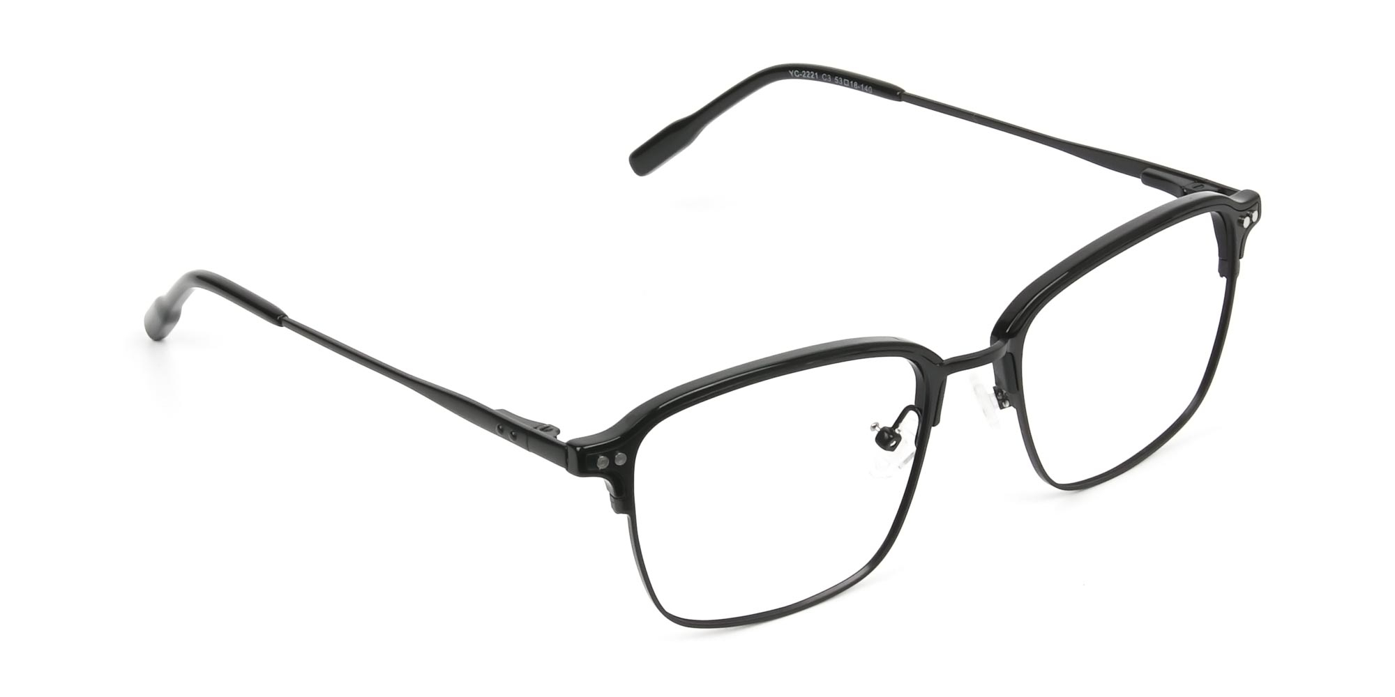 Retro Black Clubmaster Glasses in Rectangular - 1