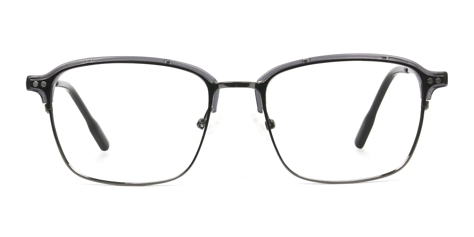Gunmetal and Translucent Grey clubmaster glasses - 2
