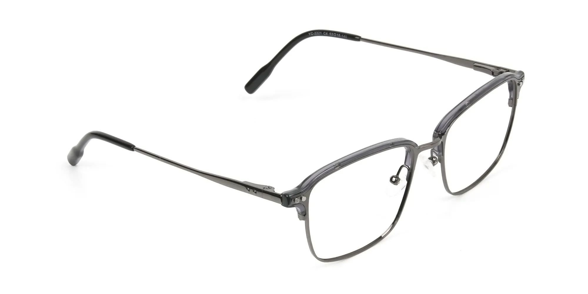 Gunmetal and Translucent Grey clubmaster glasses - 2