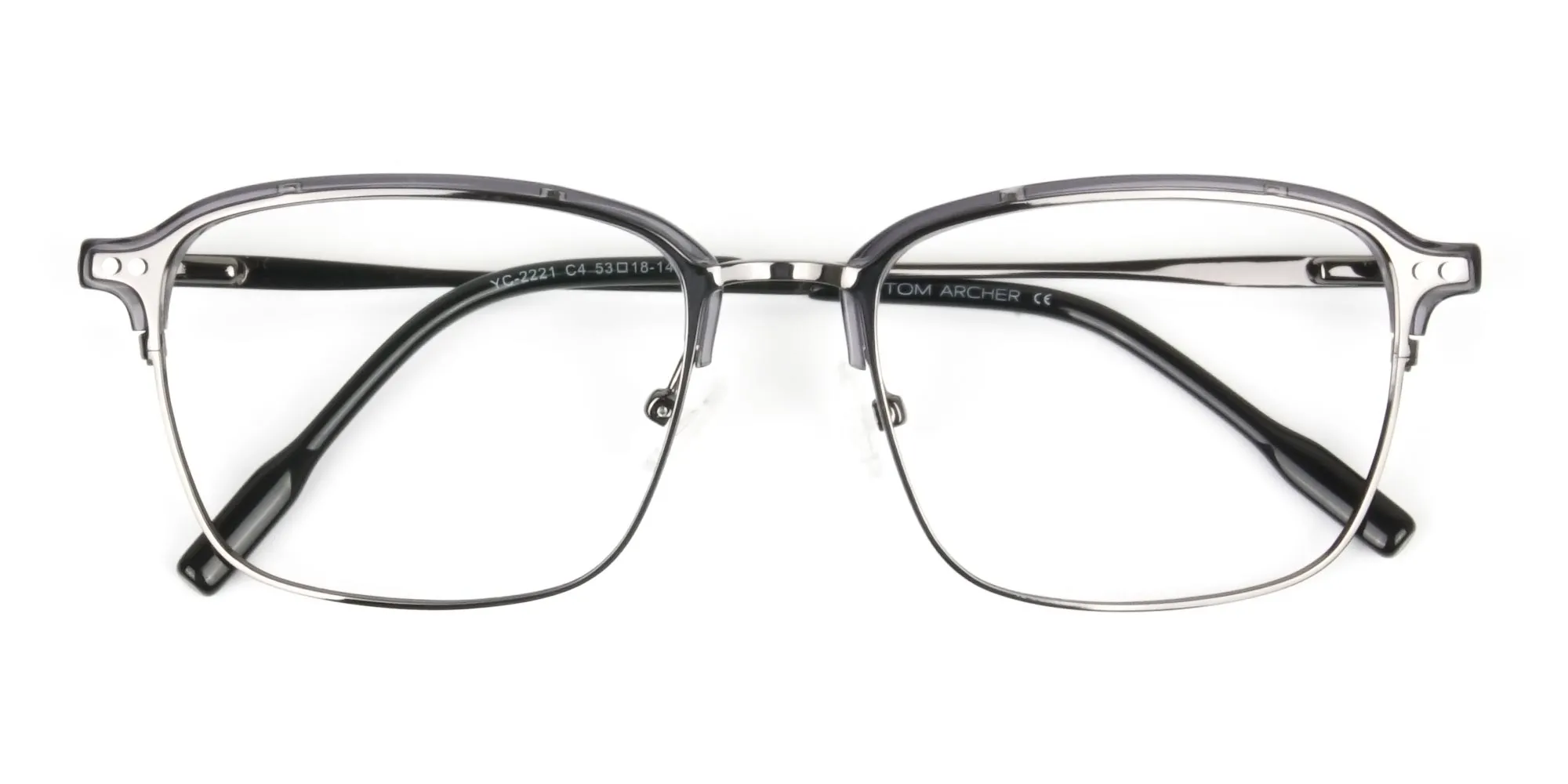 Gunmetal and Translucent Grey clubmaster glasses - 2