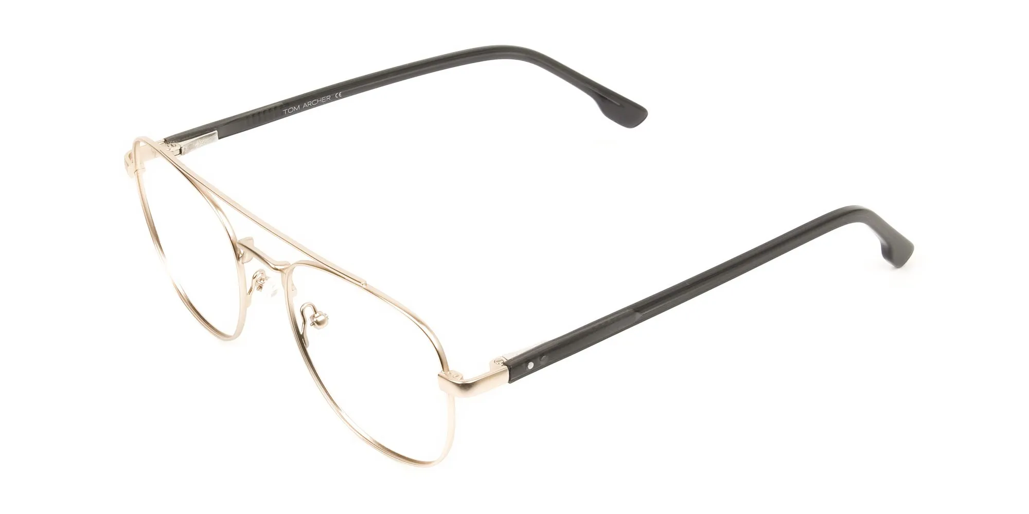 Black and Gold Square Pilot Glasses in Metal - 2