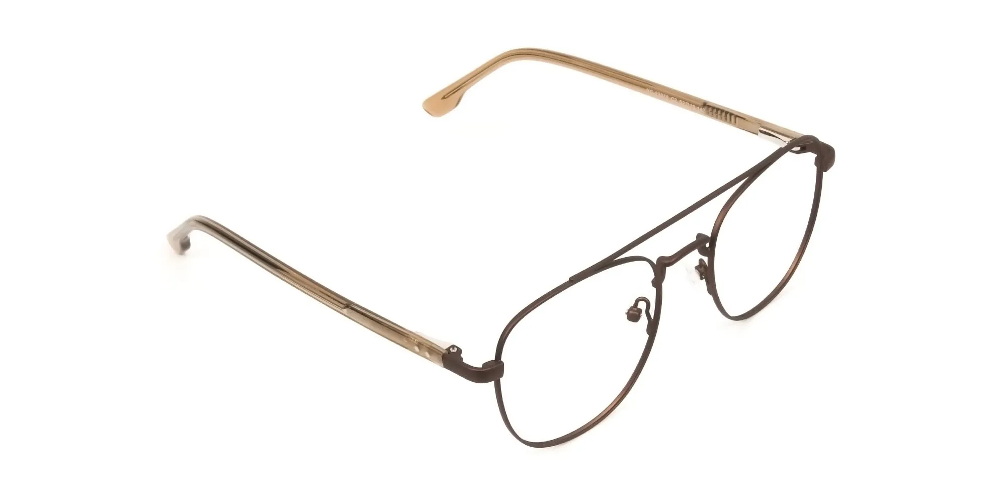 Honey Brown Aviator Wayfarer Glasses in Metal - 2