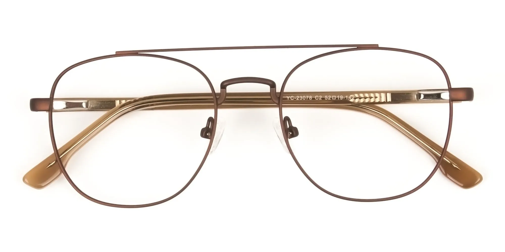 Honey Brown Aviator Wayfarer Glasses in Metal - 2