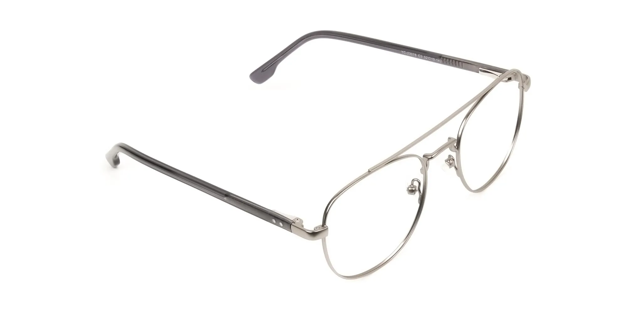Gunmetal Dark Grey Aviator Wayfarer Glasses - 2
