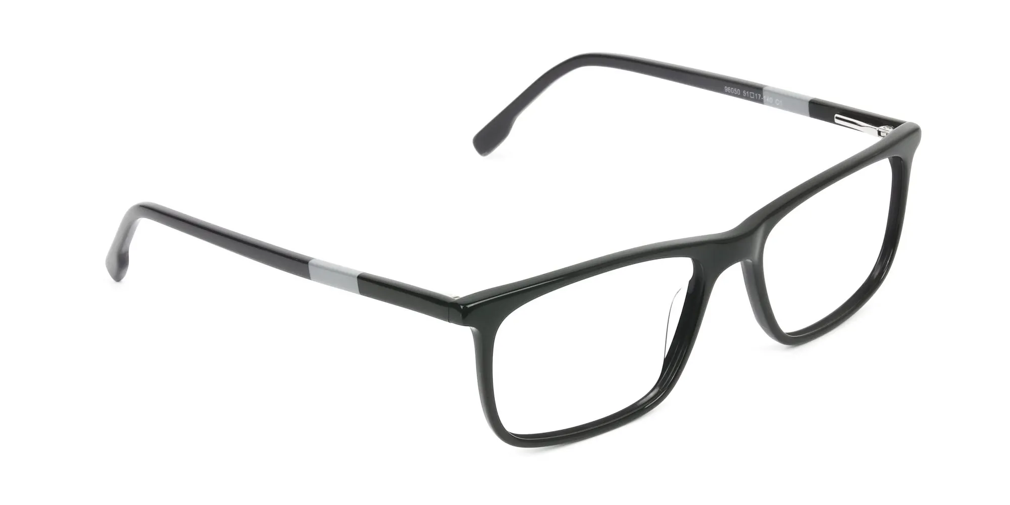 Black Acetate Spectacles in Rectangular - 2