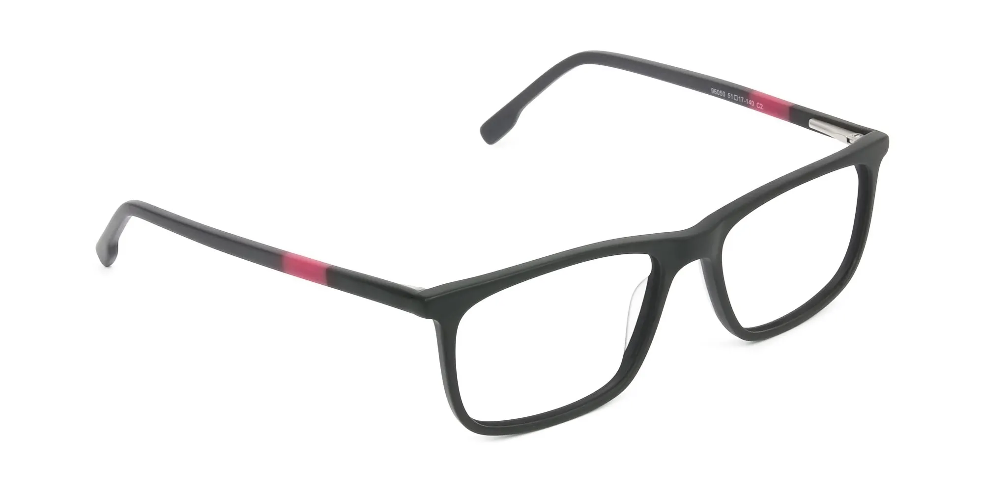 Matte Black & Red Acetate Spectacles - 2