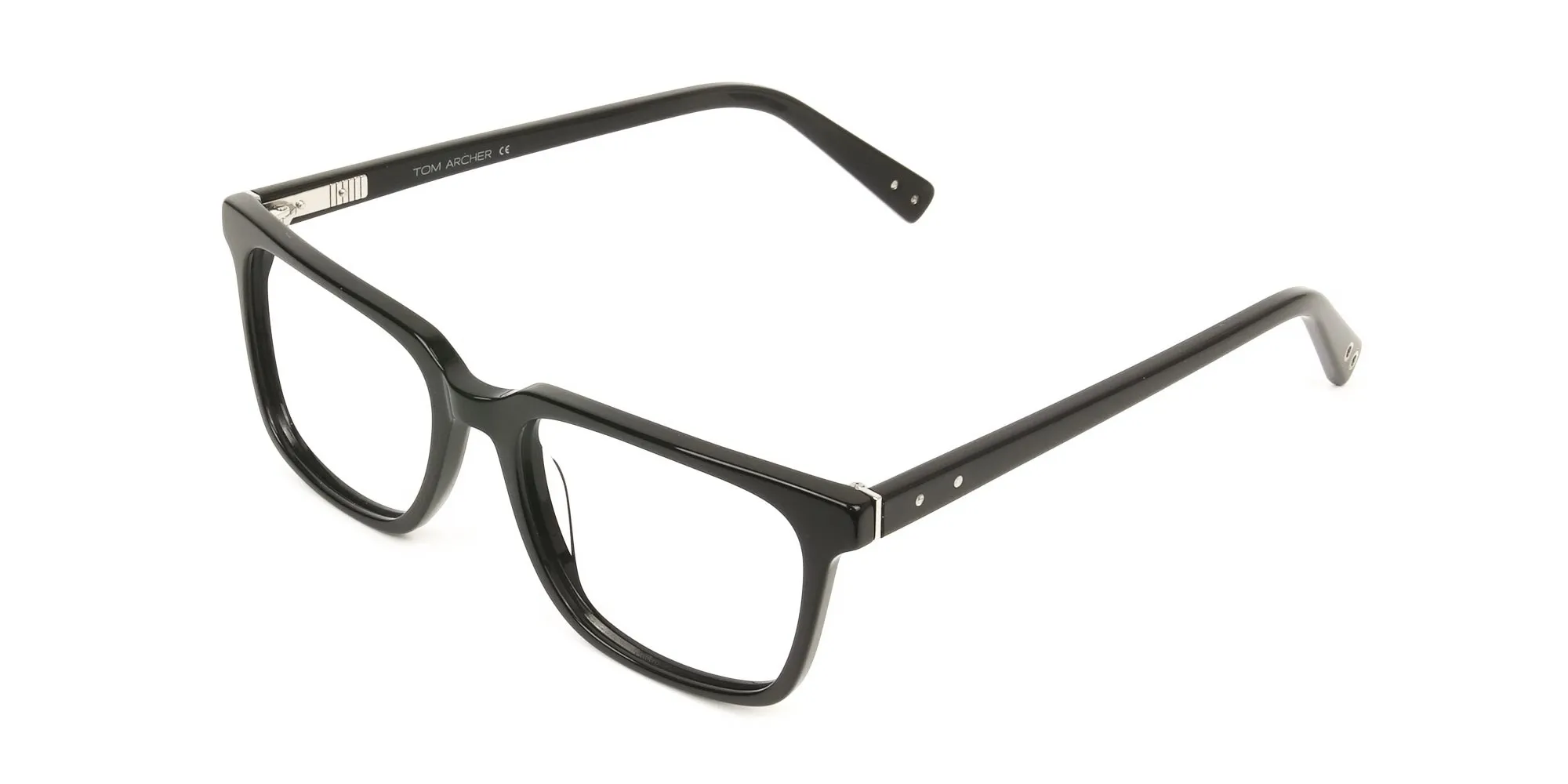 Handcrafted Black Thick Acetate Glasses in Rectangular - 2