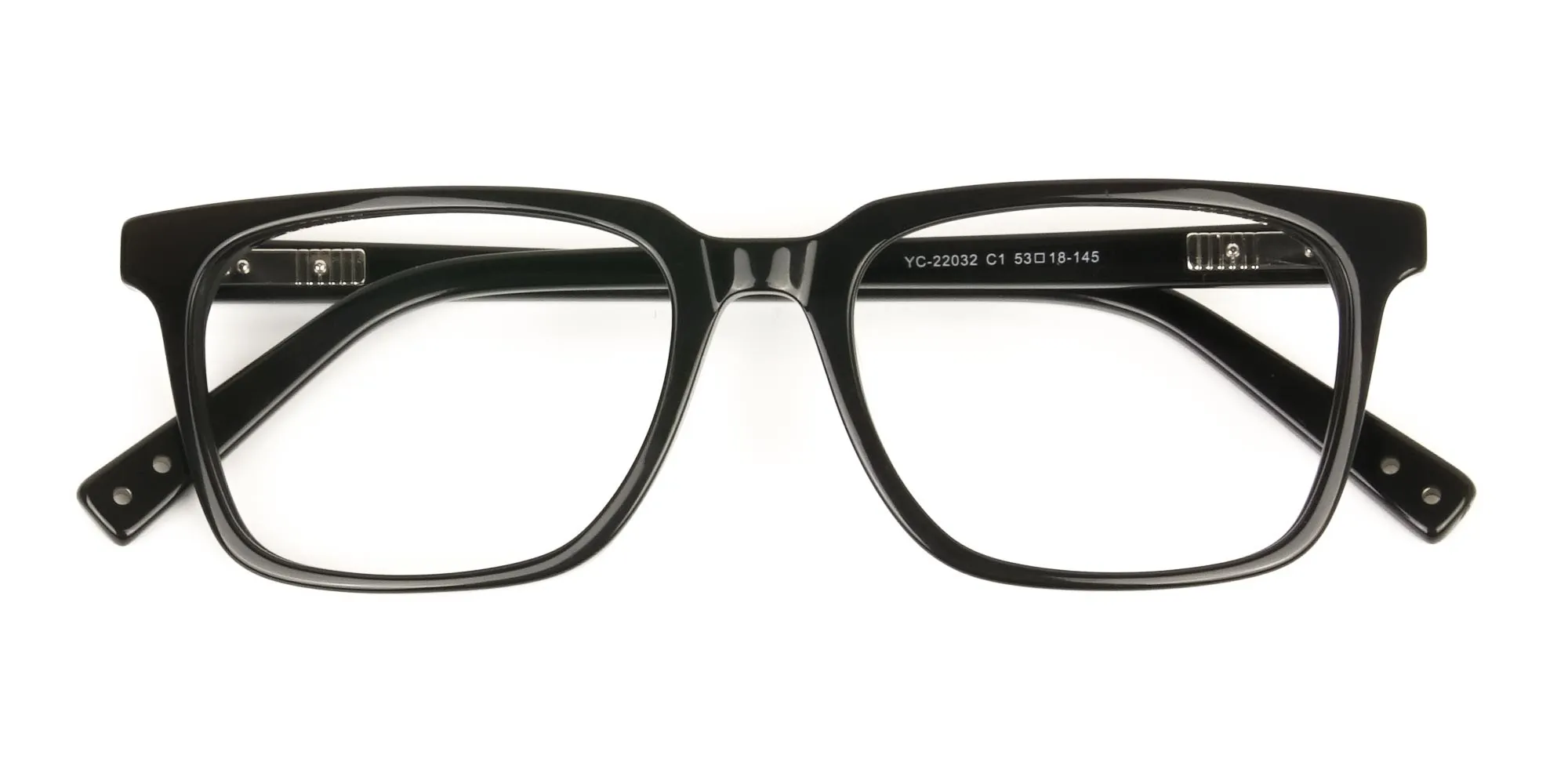 Handcrafted Black Thick Acetate Glasses in Rectangular - 2