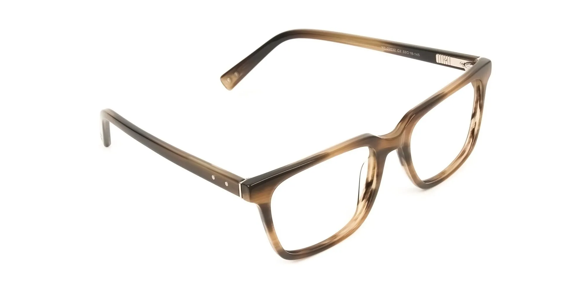 Handcrafted Stripe Brown Thick Acetate Glasses in Rectangular - 2