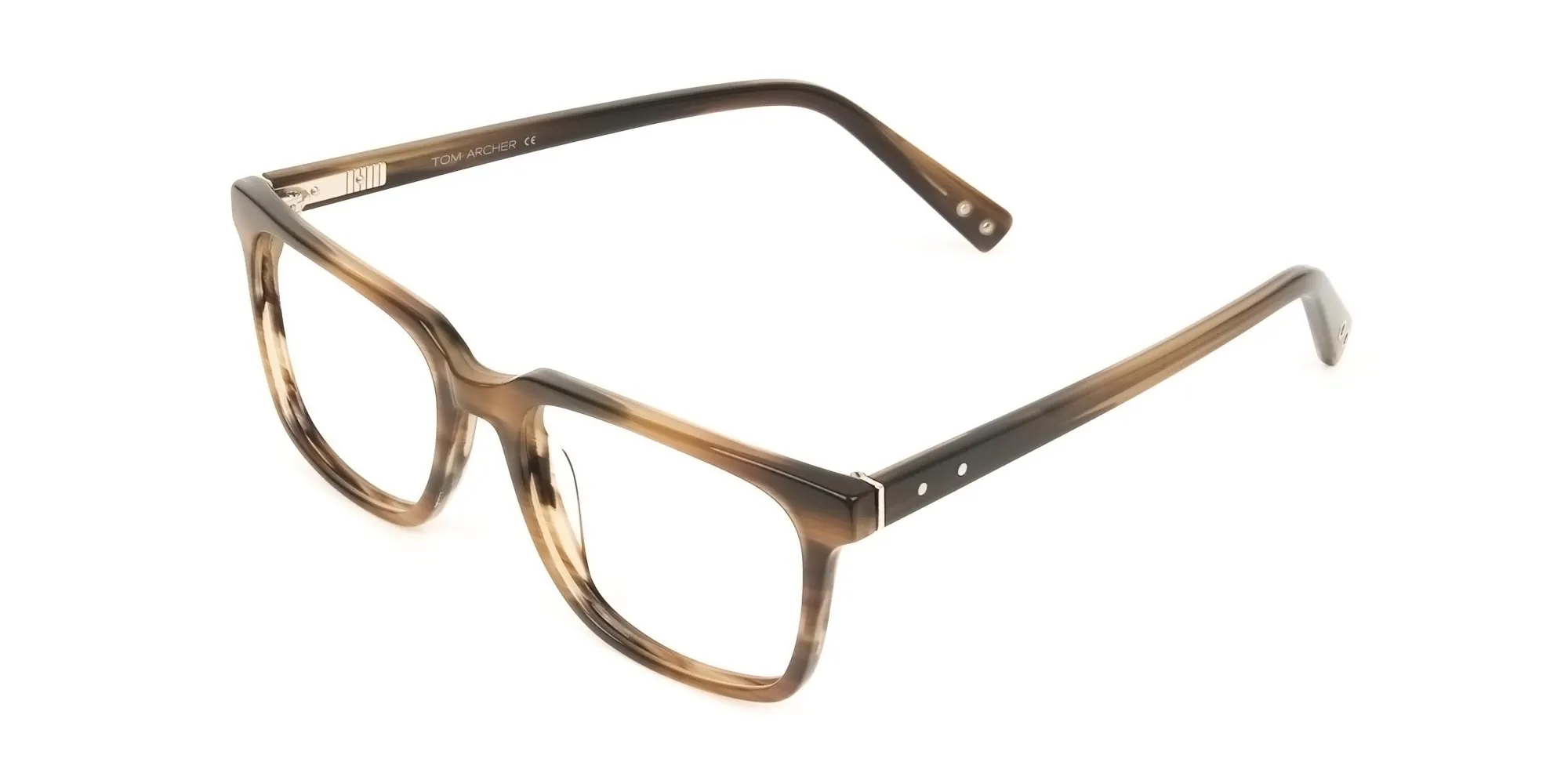 Handcrafted Stripe Brown Thick Acetate Glasses in Rectangular - 2