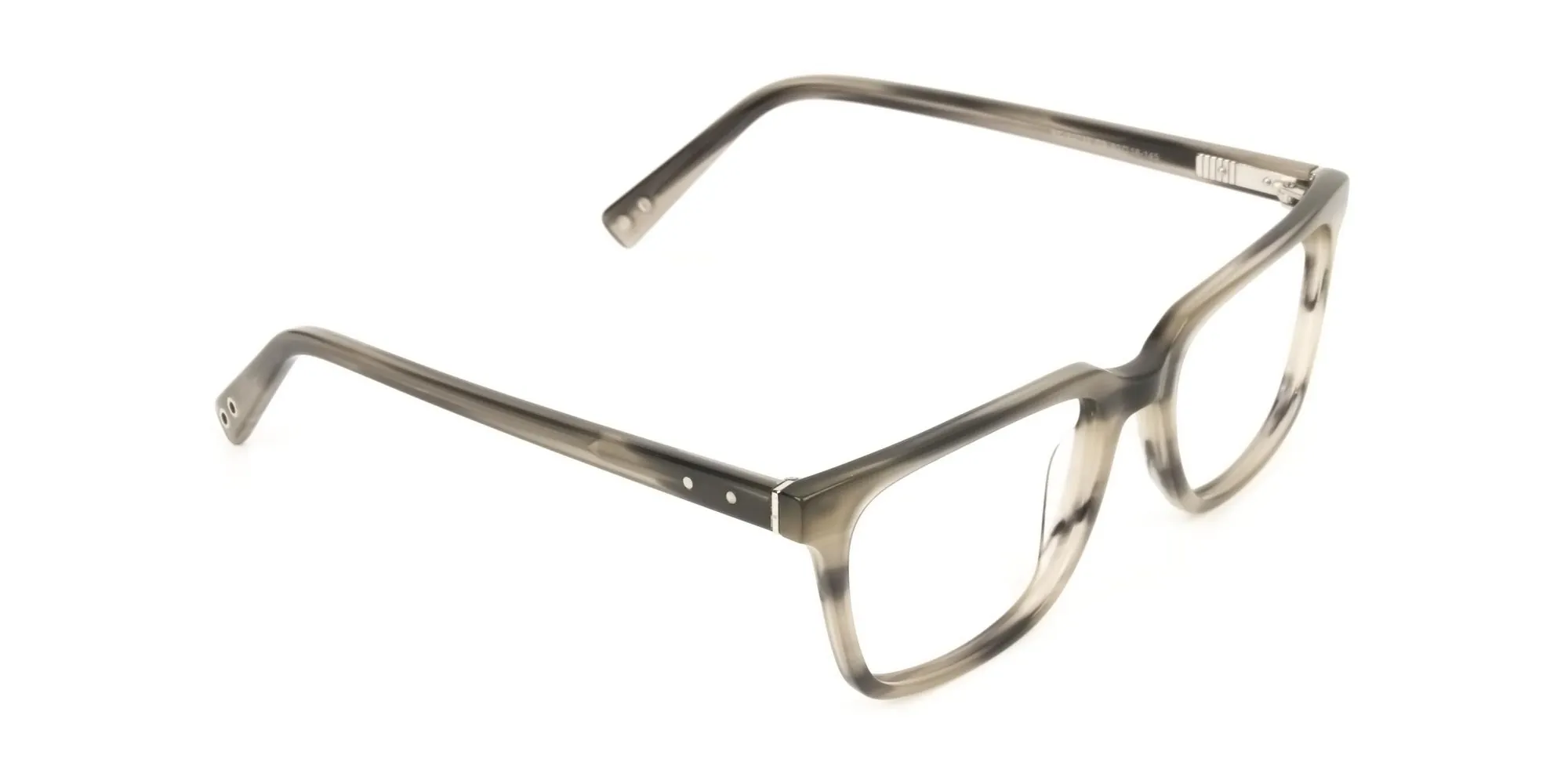 Handcrafted Marble Grey Thick Acetate Glasses in Rectangular - 2