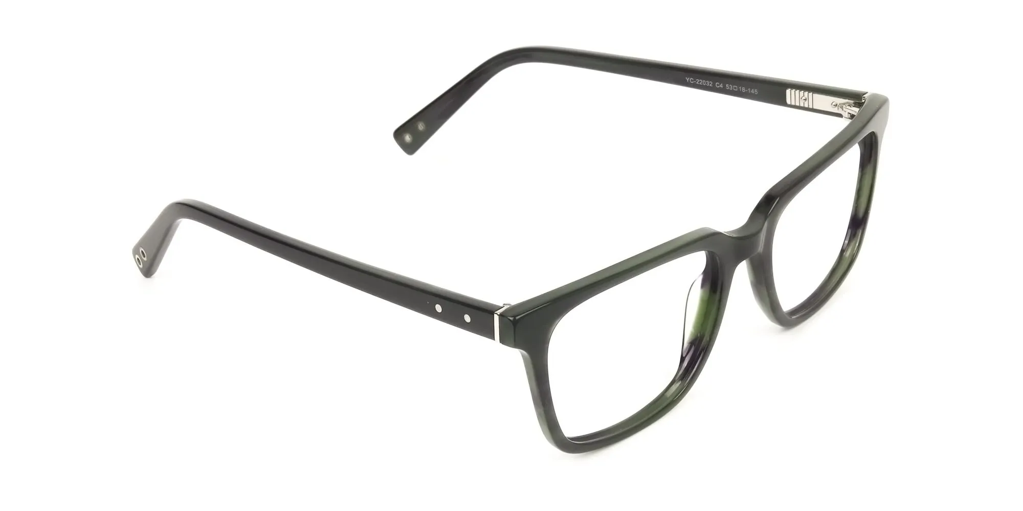 Handcrafted Dark Navy Thick Acetate Glasses in Rectangular - 2