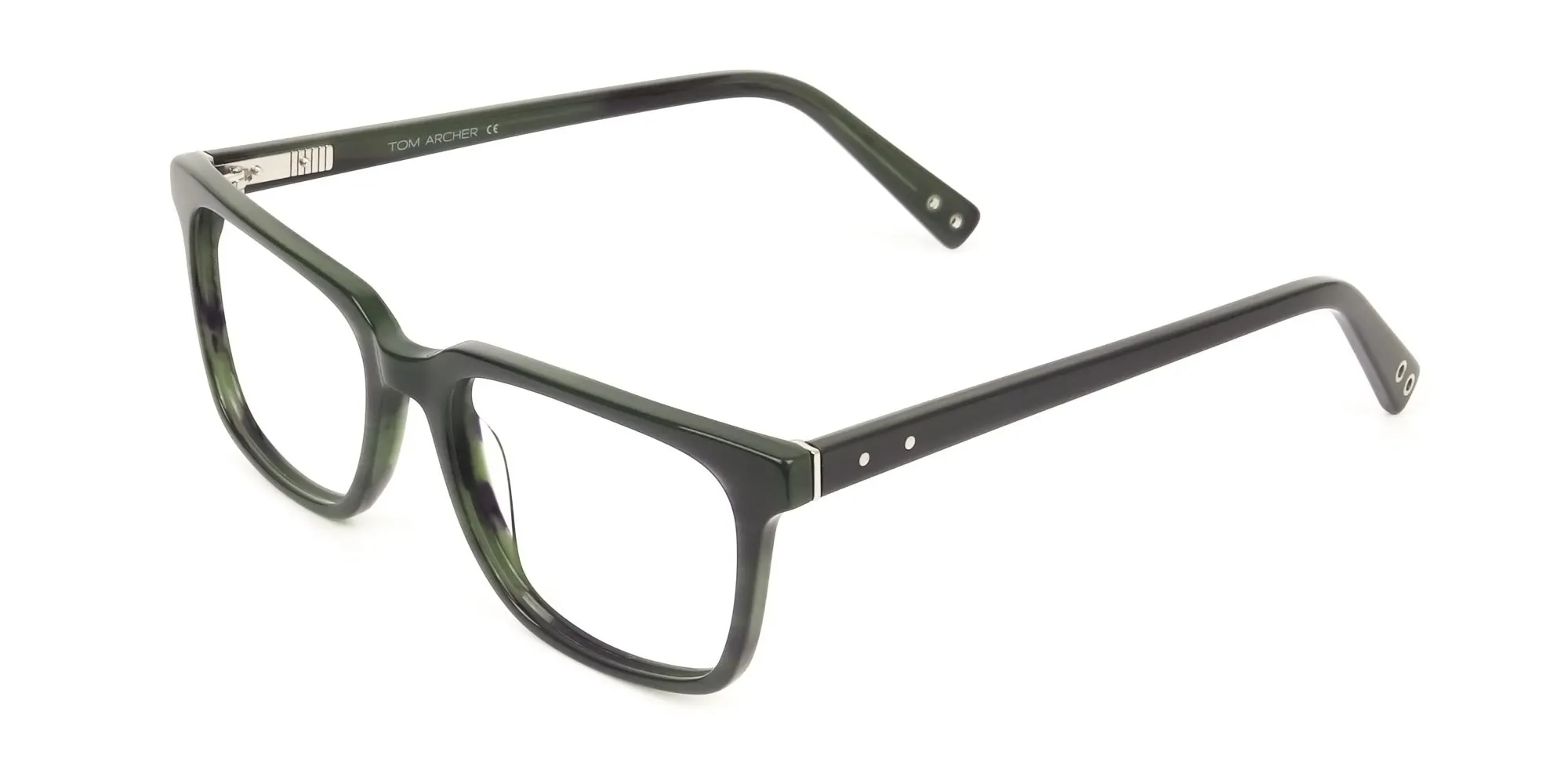 Handcrafted Dark Navy Thick Acetate Glasses in Rectangular - 2