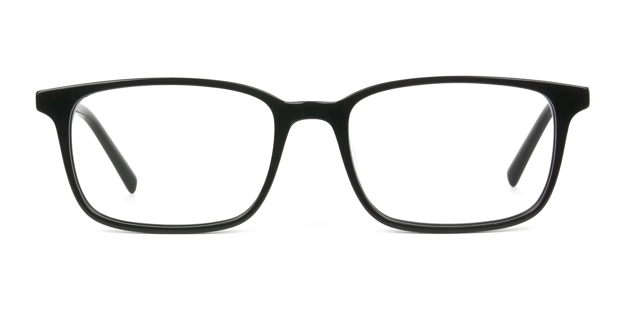 Horn Rimmed Black Eyeglasses in Rectangle - 2
