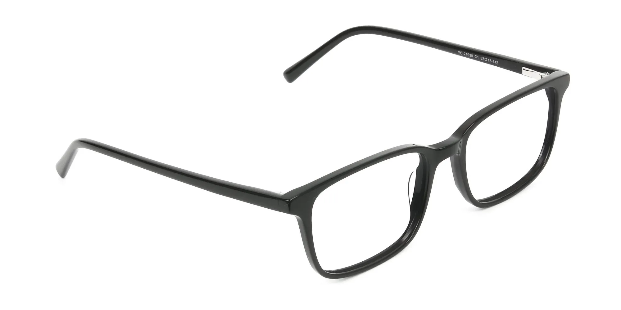 Horn Rimmed Black Eyeglasses in Rectangle - 2