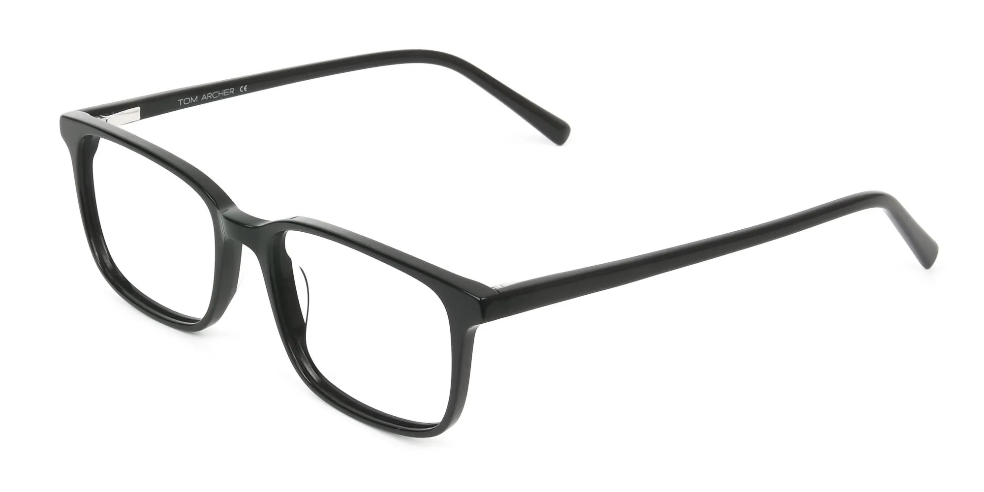 Horn Rimmed Black Eyeglasses in Rectangle - 2