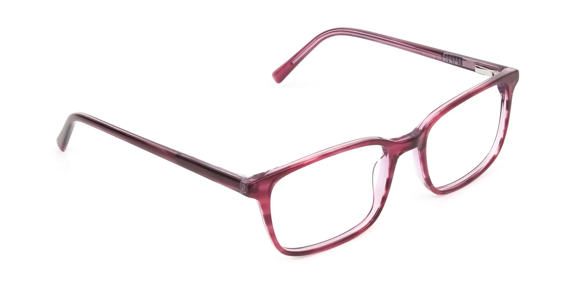 Cherry Red Eyeglasses in Horn-Rimmed Rectangle - 2