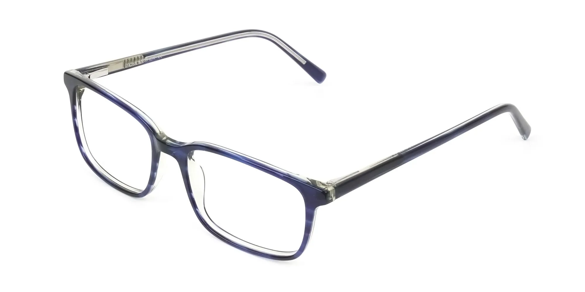 Horn-Rimmed Royal Blue Eyeglasses in Retangle - 2 