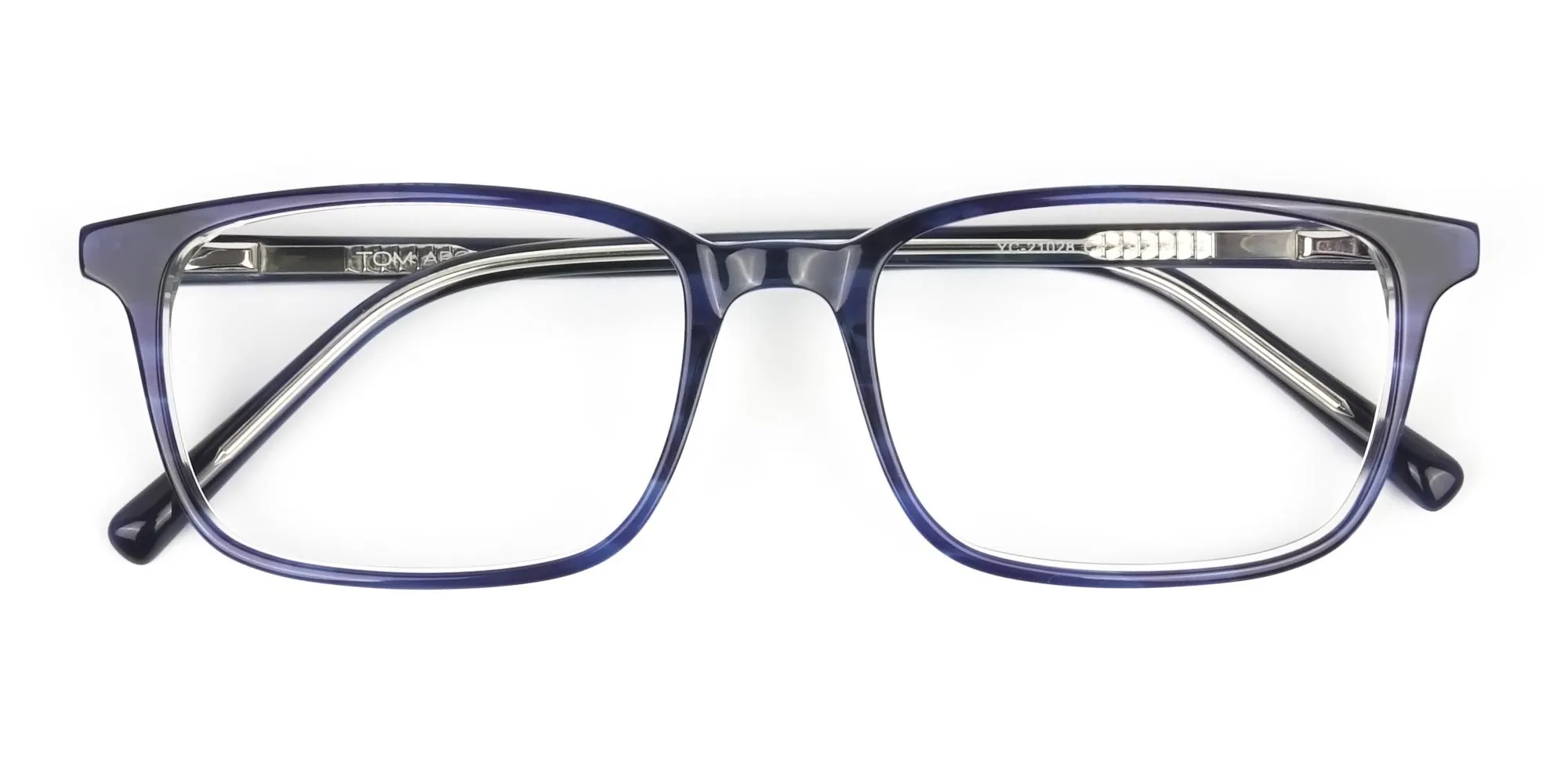 Horn-Rimmed Royal Blue Eyeglasses in Retangle - 2 