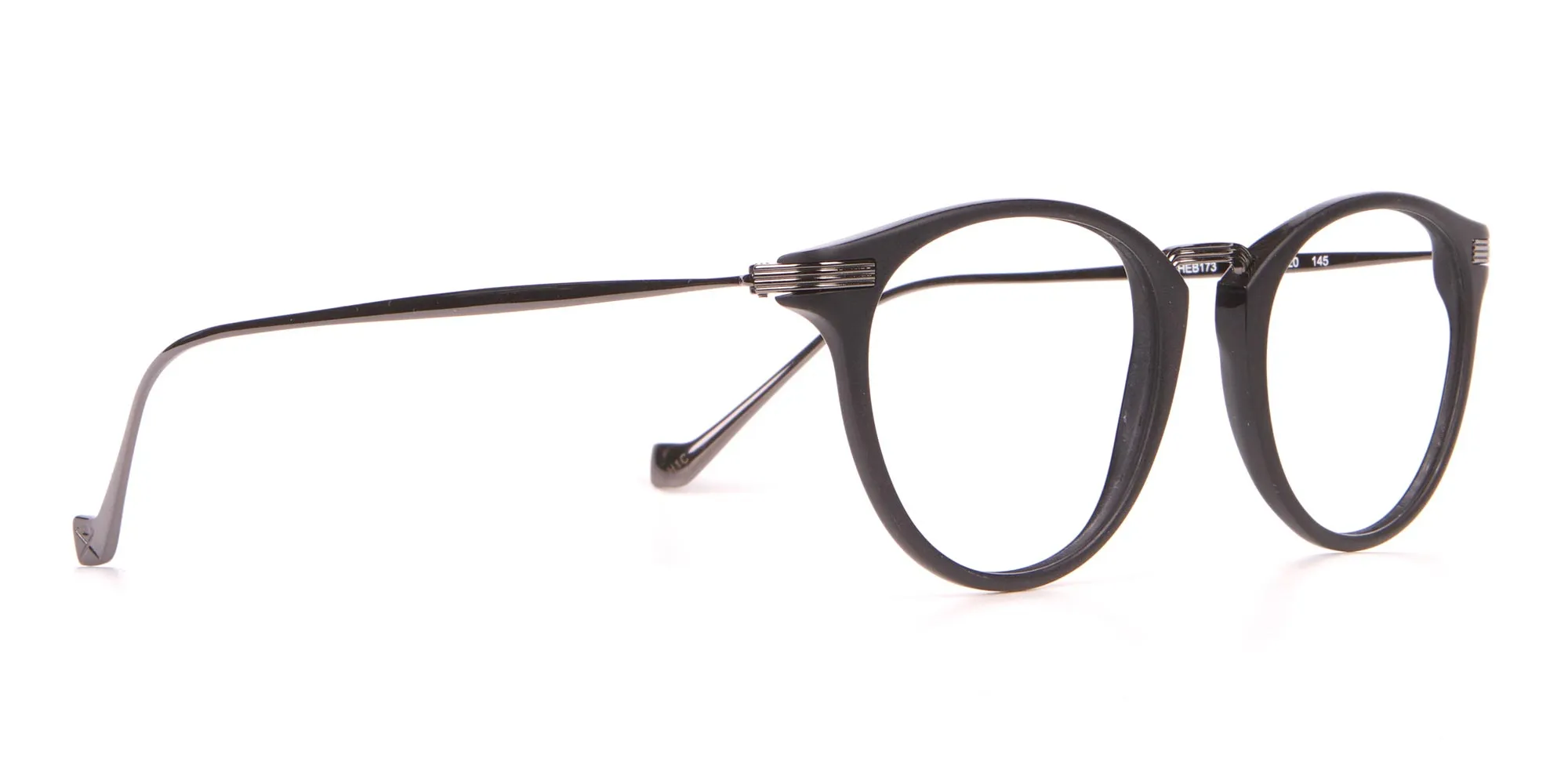 HACKETT HEB173 Bespoke Retro Round Glasses in Matte Black-2