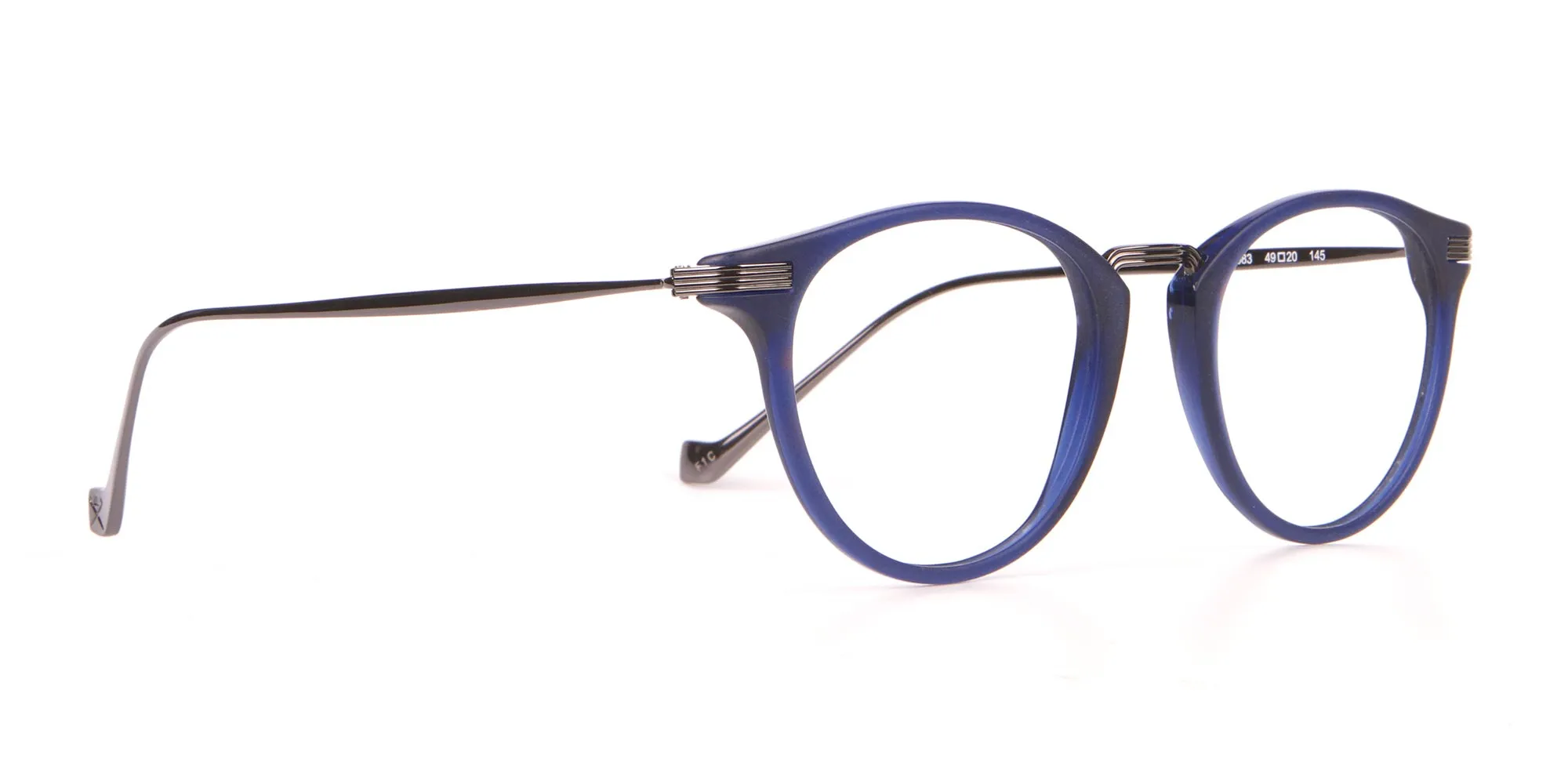 HACKETT HEB173 Bespoke Classic Round Glasses Navy Blue-2