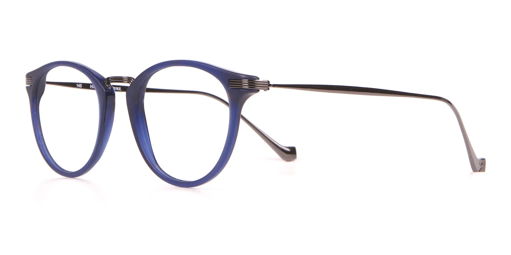 HACKETT HEB173 Bespoke Classic Round Glasses Navy Blue-2